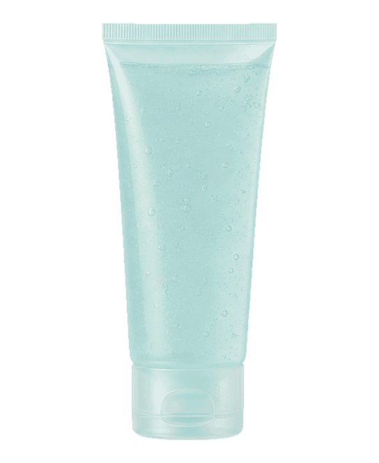 Pale aqua cleanser tube