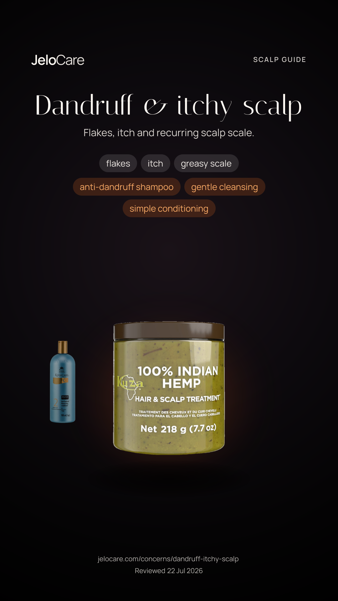 Dandruff & itchy scalp — skin guide story card