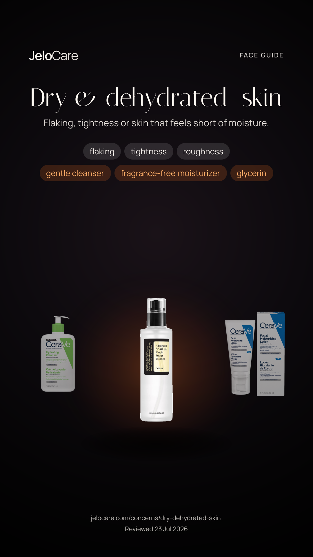 Dry & dehydrated skin — skin guide story card