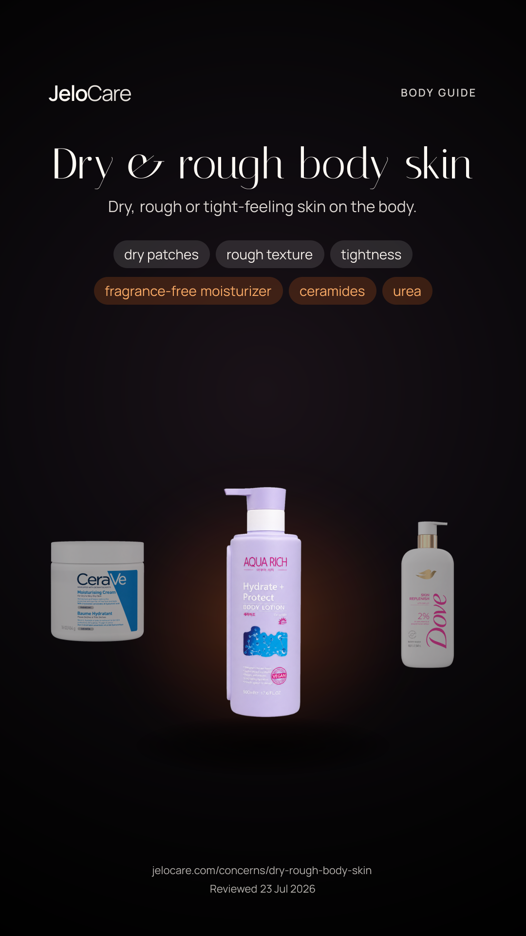 Dry & rough body skin — skin guide story card